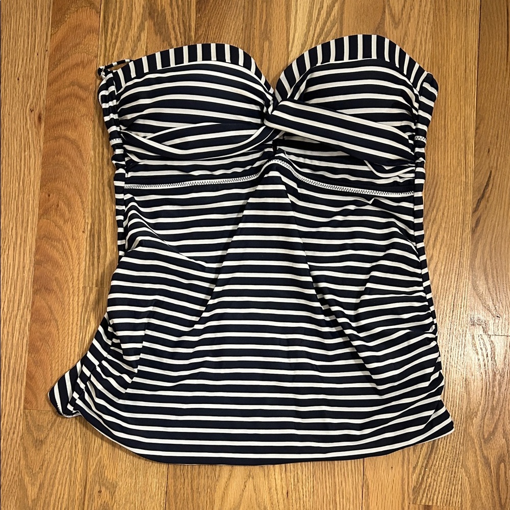 A Pea in the Pod Navy and White Maternity Tankini Bathing Suit Top L